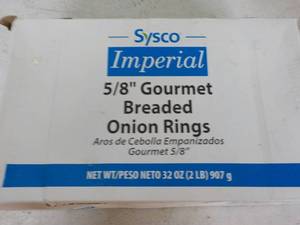 lot 257 image: 32 oz Box Frozen Breaded Onion Ring...