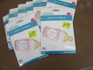 lot 51 image: 8- 39 inch Baby Girl Foil Balloons...