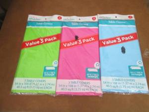 lot 52 image: 3- 3pks Table Covers 54x108 inch...