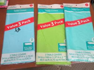 lot 53 image: 3- 3pks Table Covers 54x108 inch...