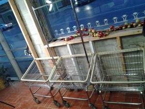 lot 295 image: (3) Rolling Commercial Laundry Bask...
