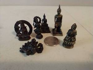 lot 154 image: 6 Asian Tiny Metal Statues