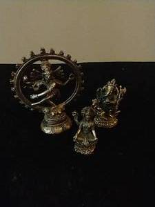 lot 228 image: 3 Metal Hindu Deity Statues