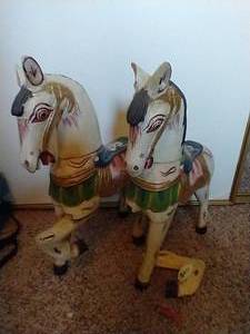 lot 289 image: 2 Vintage Decorative Wooden Horses