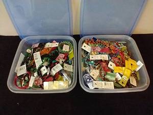 lot 393 image: 2 Containers of Beads - Primarily Semi-Precious Stones