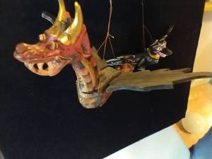 lot 453 image: Dragon & Bat Wooden Balinese Mobiles