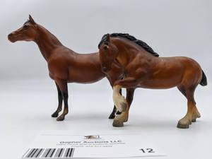 lot 100-BREYER-12 image: 2 Vintage Breyer Horses- Thoroughbred Mare & A Mustang Mare