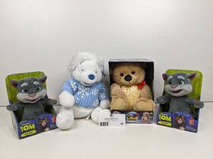 lot 48 image: Plush Gift Collection NEW In Boxes-Granx Night Light Cuddly Projector Plush Christmas Winnie The Pooh Plush 2 Talking Tom Talk Back Cat Plushes