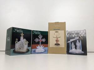 lot 20 image: Beautiful Figurine CollectionNew In Boxes- Spun Glass Figurine 24 Karat Gold Plated Holy Family Spun Glass Figurine, 24 Karat Gold Plated Church November, Angel Lamp