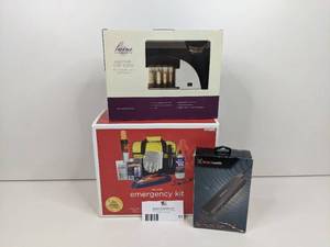 lot 11 image: Home Survival Essentials- Home Elements Automatic Coin Sorter, Blackweb 7 Port USB Hub,Deluxe Emergency Kit NEW In Boxes $200 Value
