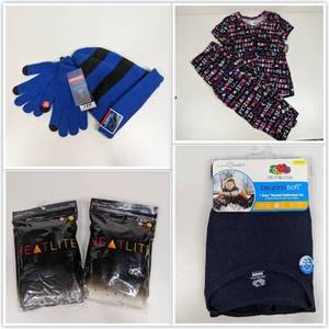 lot 30 image: Awesome 5 Piece Girls and Boys Thermals, Jammies, and Hat Sets and TopNEW In Cases-Size 1012