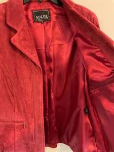 lot 54 image: Adler Womens Burgundy Red Suede Leather Jacket Coat Size XL
