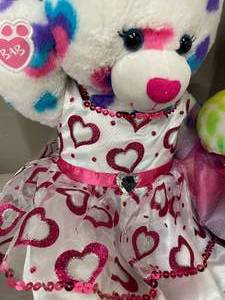 lot 62 image: 2 Build a Bear Plush- Multi Colored Cats with Outfits