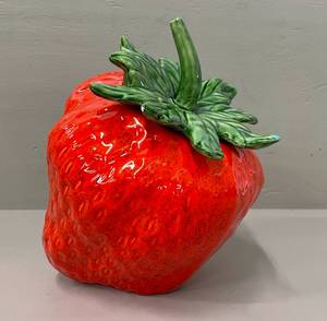 lot 72 image: Strawberry Handmade Cookie Jar.