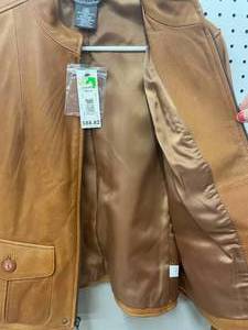 lot 53 image: NEW George Genuine Leather Womens Brown Jacket Size L