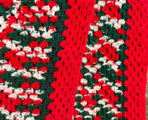 lot 100 image: Christmas crocheted Afgan Knit Throw Blanket 49x 49 