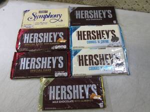 lot 288 image: (B-1) 7 Assorted Giant Hersheys Can...