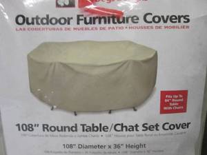 lot 316 image: (G-1) 108 Round Outdoor TableChat...