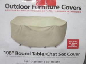 lot 317 image: (G-1) 108 Round Outdoor TableChat...