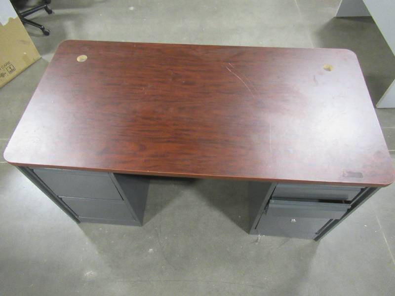 lot 100 image: 5 Drawer Office Desk with Cherry Top - Scratch and Dent.