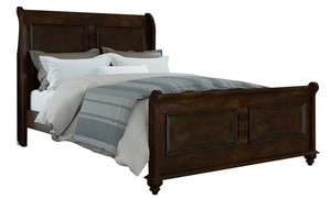 lot 115 image: Abbyson Queen Caymen Bed, Brown, AX-0933 - 0020-2-BRN.  - Missing Rails. Headboard and Footboard Only.