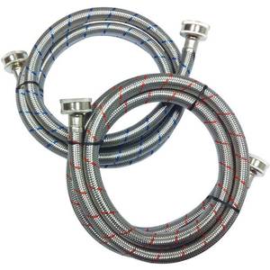 lot 806 image: Everbilt 34 in. x 34 in. x 5 ft. Stainless Steel Washing Machine Hose (2-Pack), 7243-60-34-1-2PK-EB.
