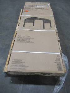 lot 113 image: BOX 1 of 2 Wooden Parts for - Hampton Bay 10 ft. x 12 ft Longford Wood Outdoor Patio Pergola with Sling Canopy, A106003600.