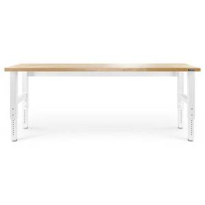 lot 129 image: Gladiator 8 ft. Adjustable Height Workbench with Hardwood Top in White GAWB08HWGW. - Missing Hardware.