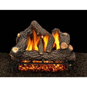 lot 214 image: American Gas Log Cheyenne Glow 24 in. Vented Natural Gas Fireplace Log Set with Complete Kit, Match Lit, CG24HDMTCH.