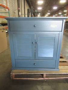 lot 216 image: Home Decorators Collection Cottage 30 in. W x 21.63 in. D Vanity Cabinet Only in Harbor Blue, CTBA3022D. - Slight Scratch and Dent.