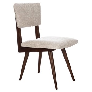 lot 242A image: Safavieh (Set of 2) Courture Aurora Contemporary Dining Chair, TaupeDark Walnut, SFV7503C-Set2.