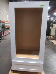 lot 233 image: Hampton Bay Shaker Assembled 33 x 84 x 24 in. PantryUtility Double Oven Kitchen Cabinet in Satin White, KDV3384-SSW.