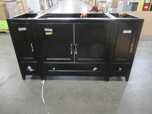 lot 235 image: Fresca Oxford 60 in. Traditional Bathroom Vanity Cabinet in Espresso, FCB20-123612ES. 3 pieces.