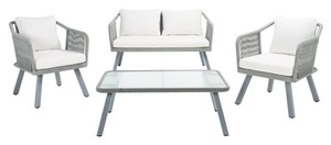 lot 156 image: Safavieh Torsla 4 Piece Rope Living Set PAT7520A - Open Carton - Missing Hardware and maybe other parts.