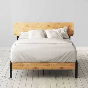lot 160 image: Zinus Olivia Tuscan Metal & Wood Platform Bed With Wood Slat Support Full - Carton Damaged - may have damaged pieces.