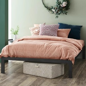 lot 161 image: Zinus Modern Studio Platform 1500H Metal Bed FrameMattress Foundation with Headboard, no Boxspring needed, Wooden Slat Support, Queen