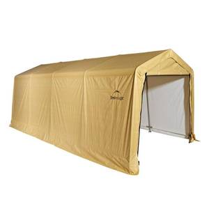 lot 265 image: Shelterlogic 10 ft. x 20 ft. x 8 ft. Sandstone SteelPolyethylene Peak Style Auto Shelter without Floor, 62680.