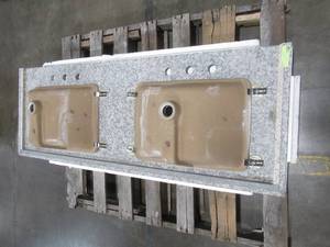 lot 145 image: 61 x 22 Double Sink Vanity Top With 8 Faucet Spread.