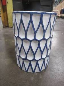 lot 268 image: Safavieh Wallis Garden Stool -Blue  White ACS5202A - Small chip at bottom.