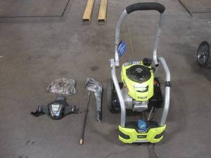 lot 5 image: Ryobi 3100 PSI 2.3 GPM Cold Water Gas Pressure Washer Honda, RY803023 - Could not start, missing nozzles, hardware.