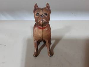 Cast Iron Boxer Dog Still Bank 4-14 Tall