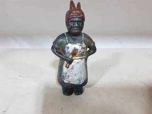 Black American Aunt Jemima Cast Iron Bank 5-78 Tall