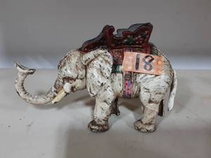 Cast Iron African Elephant Mechanical Coin Bank 5-14 Tall