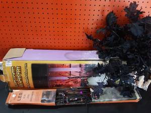 lot 12 image: Set Of 3 Led Lighted Branches, 6 Ft. Tree, Black & Purple Leaf Garland