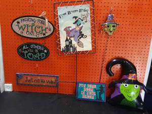 lot 36 image: Lawn Stakes, Signs, Inflatable Witch
