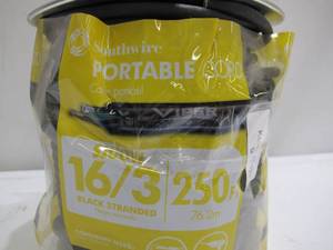 lot 911 image: Southwire SJOOW Viper Portable Cord Roll 250 Feet 163 Black Strand