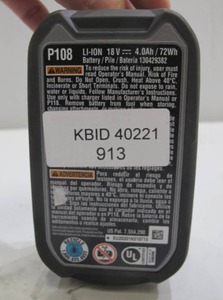 lot 913 image: Ryobi P108 4.0Ah Lithium Ion Drill Battery