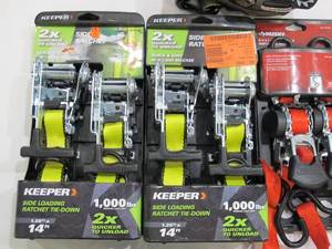 lot 945 image: 5-Pack Lot of Like New Ratchet Straps and Tie Downs - Keeper XP and Husky