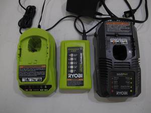lot 811 image: Lot of 3 Ryobi 18V 40V Lithium Ion Battery Chargers