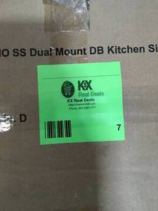 lot 7 image: Glacier Bay Tight Radius All-in-One Drop-inUndermount Stainless Steel 33 in. Double Bowl Kitchen Sink with Spring Neck Faucet Open Box  Not  Used See Pictures